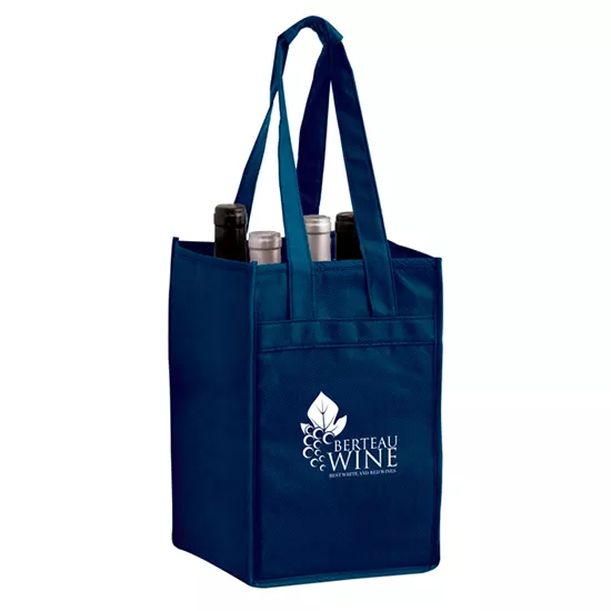 Custom 4 Bottle Wine Bags - Wholesale, Logo Imprint