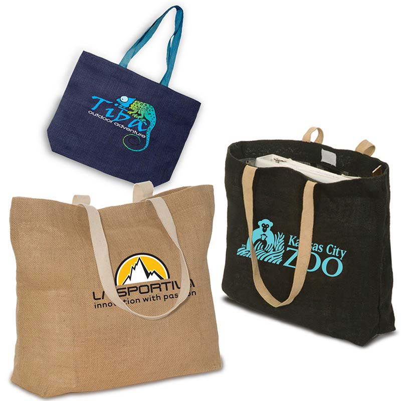 Custom Logo: Canvas Beach Tote Bags (Full Color Print)
