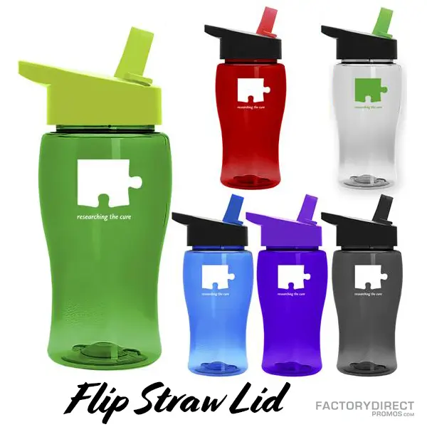 Colorful Plastic Water Bottles with Flip-Top Lids, 24 oz. Reusable