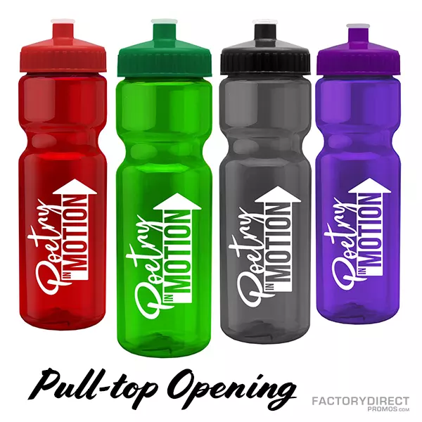 Custom Printed 18oz Transparent Water Bottles w/Flip Top Opening